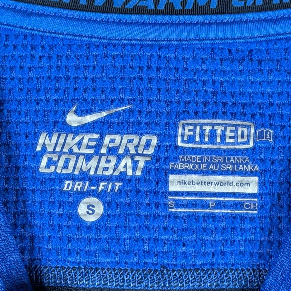 Nike Pro Combat Hyperwarm Shield Men Blue Navy Dri-Fit Training Top Small 635270